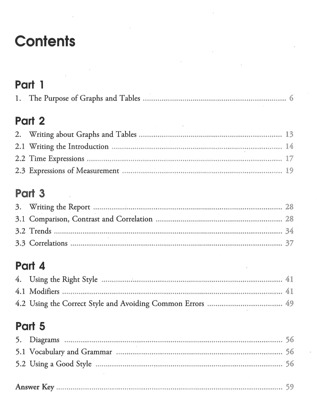 mục lục sách Visuals- Writing about Graphs Tables and Diagrams