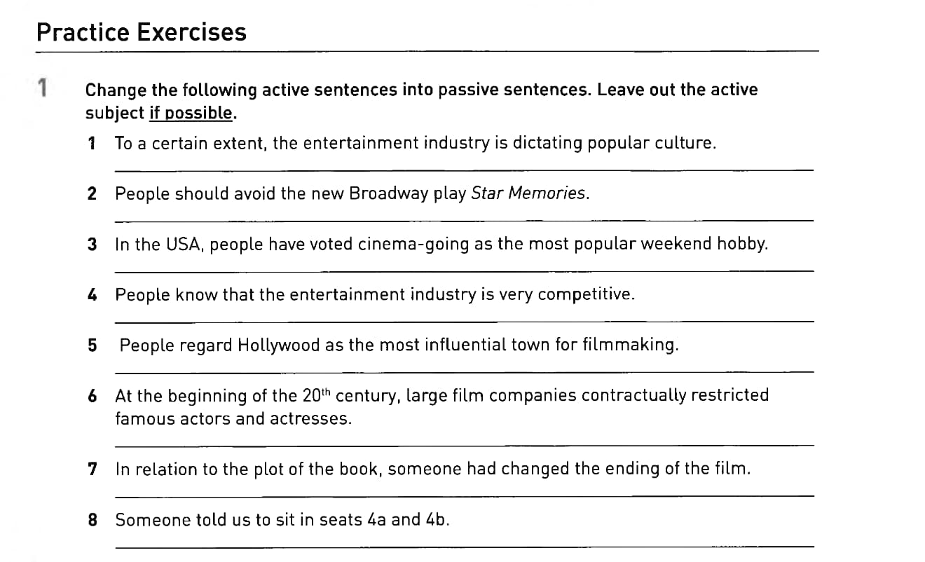 collins grammar for ielts exercies about passive sentences