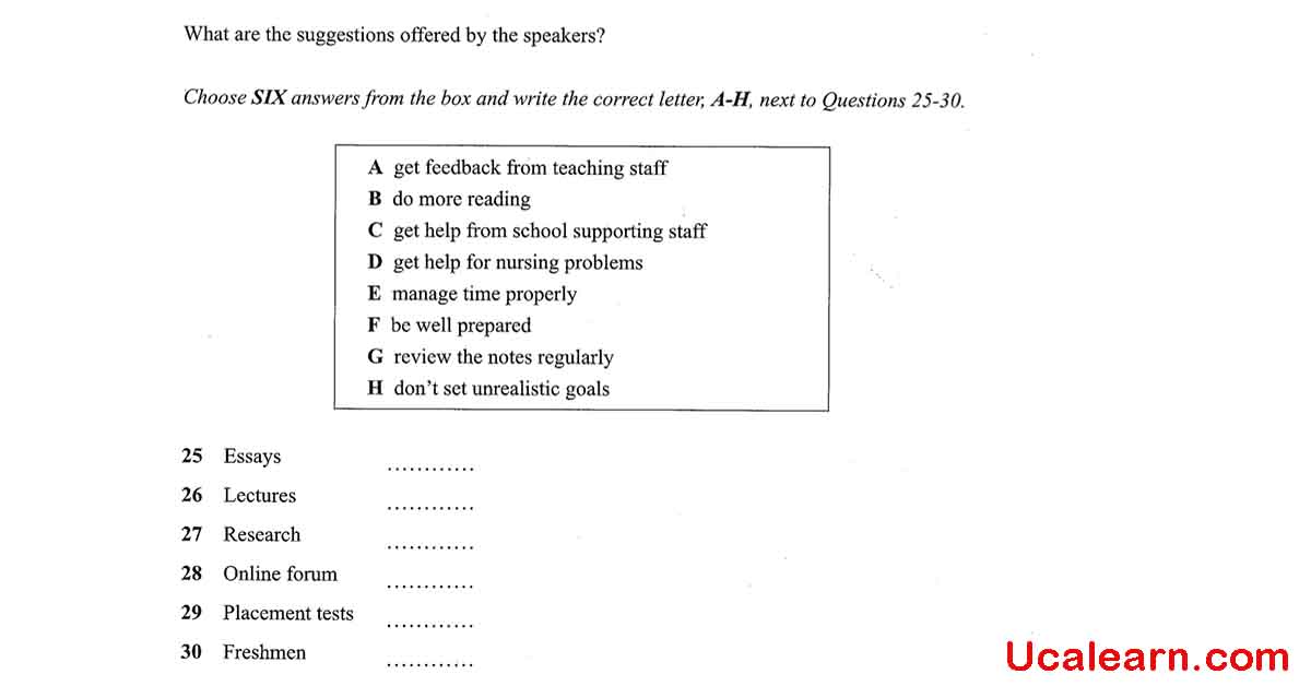 dạng bài matching information IELTS Listening