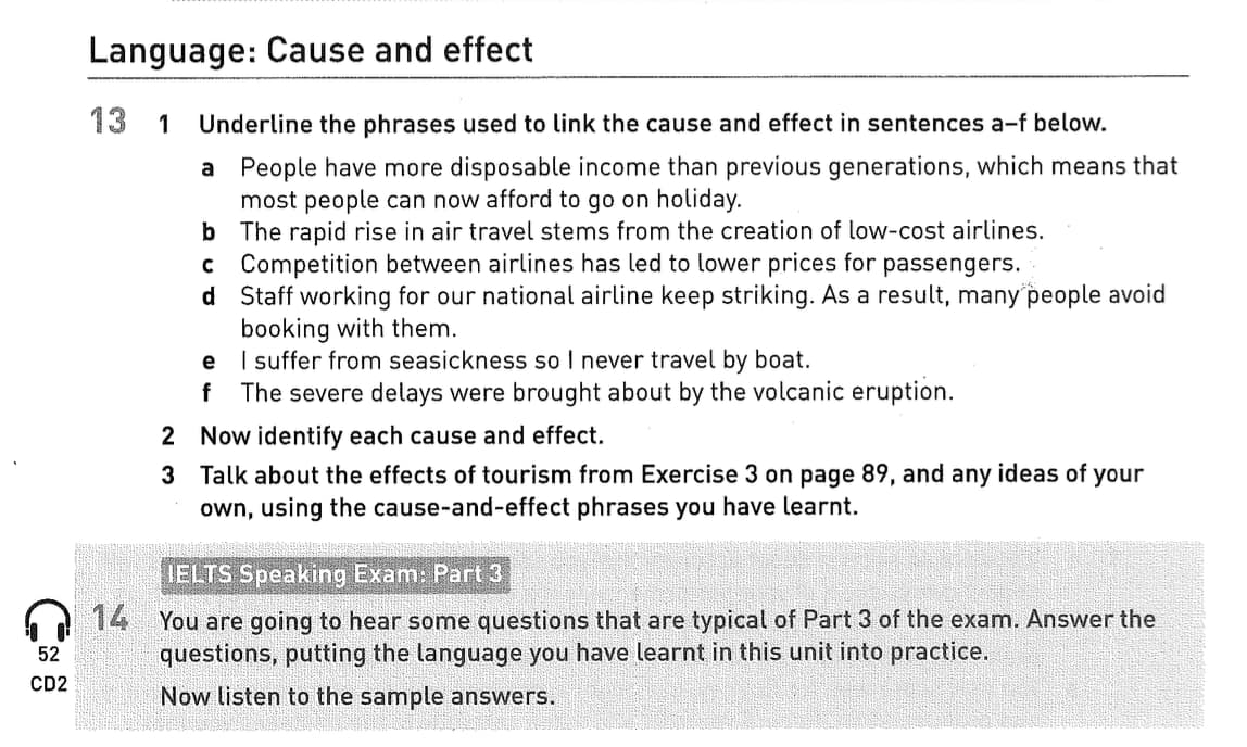 language Cause and effect Collins speaking for ielts