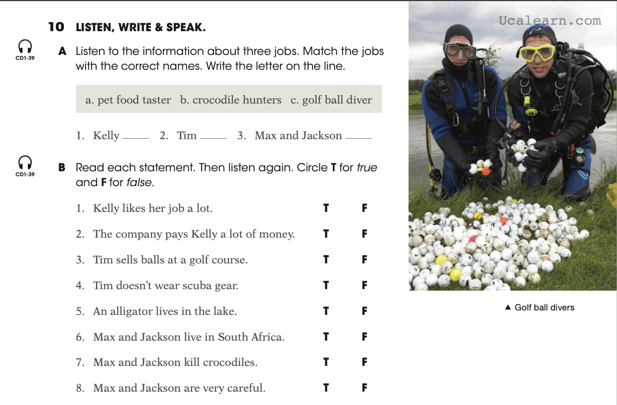 Listen, writing & Speak exercise