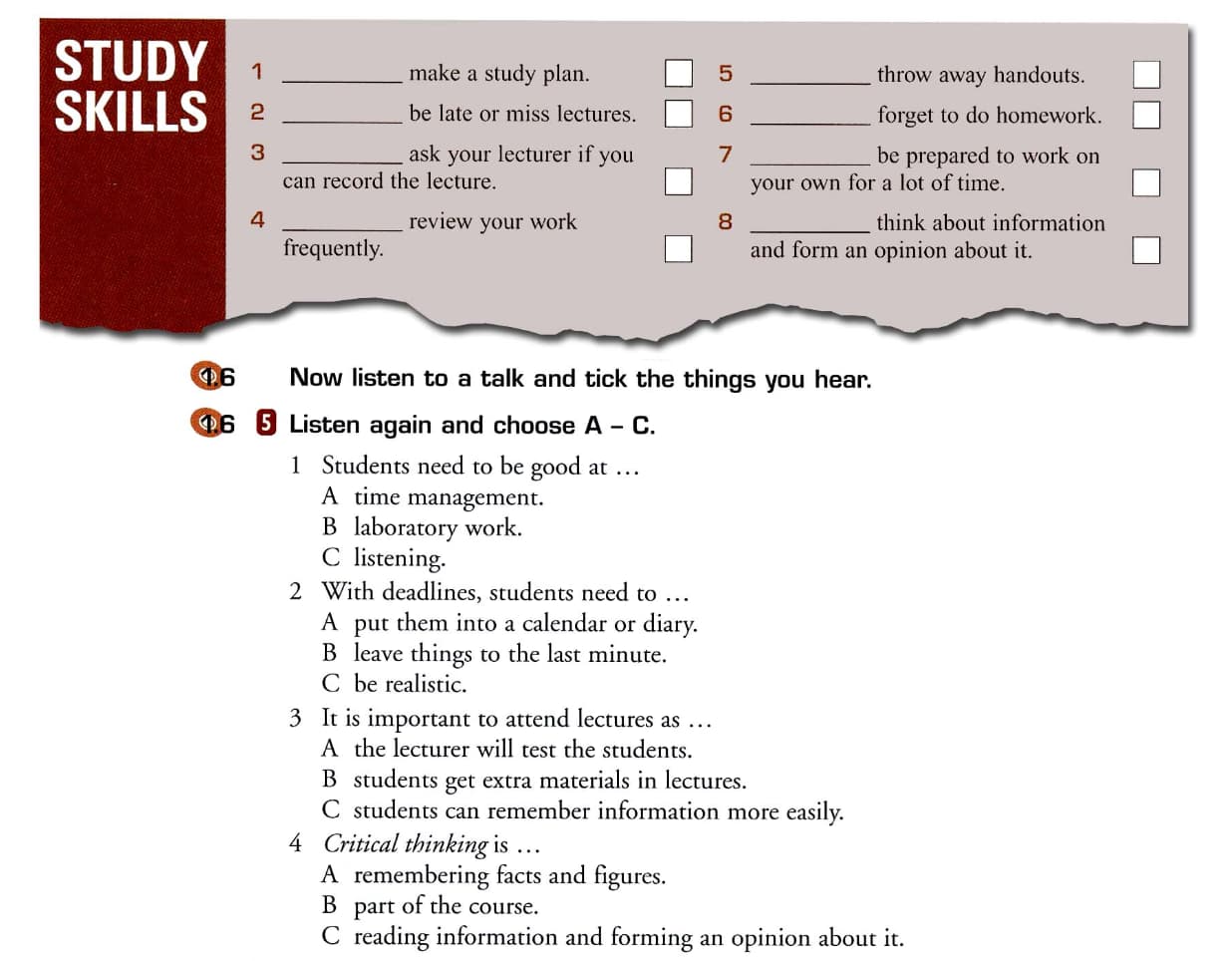 study skills exercise