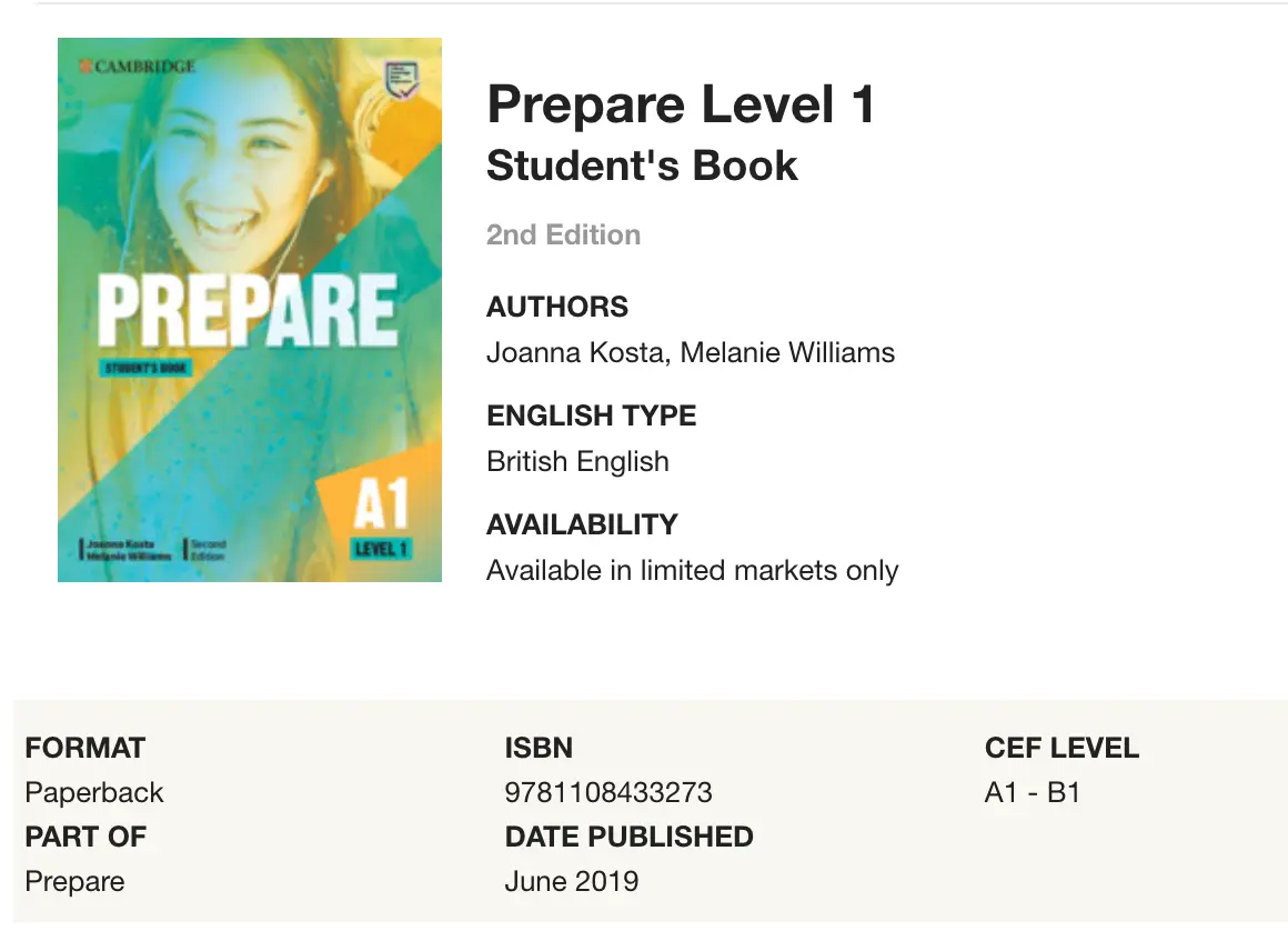 giới thiệu prepare 2nd edition level 1 student's book PDF