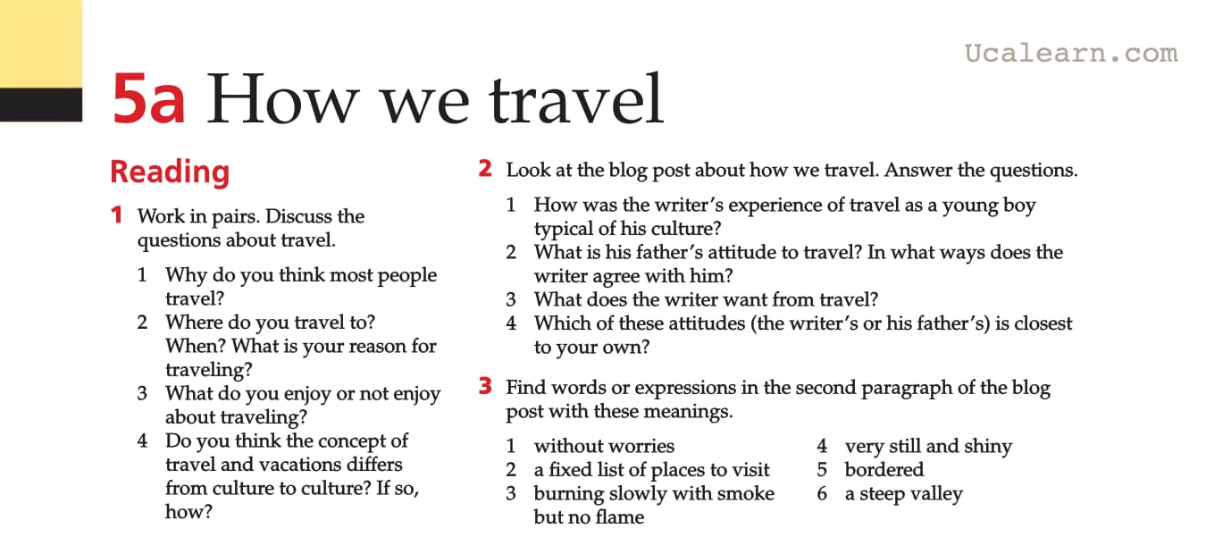 how to travel level 6 excercise PDF
