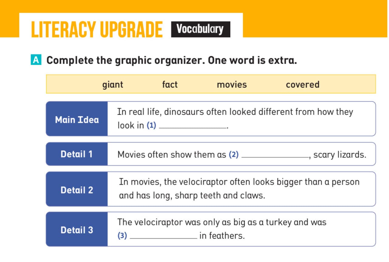 literacy Upgrade Vocabulary exercise