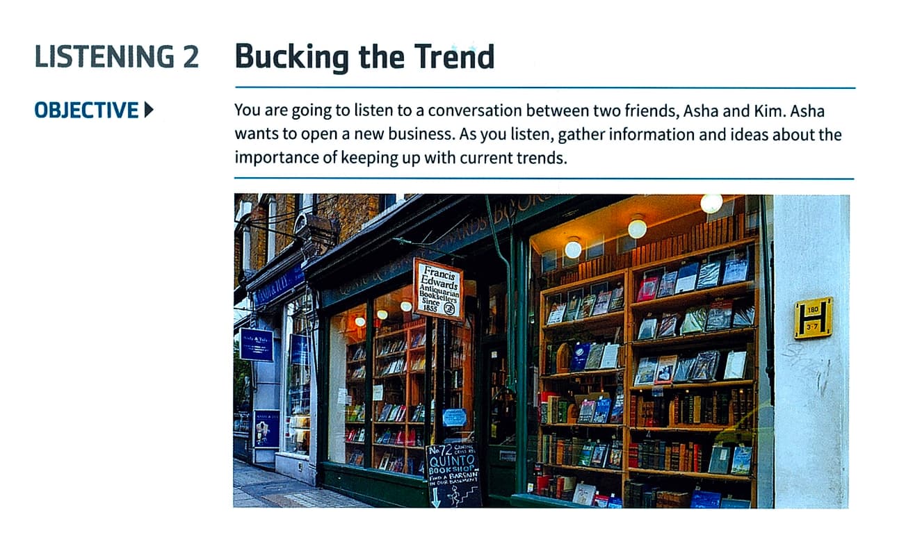 Listening 2 - bucking the trend exercise